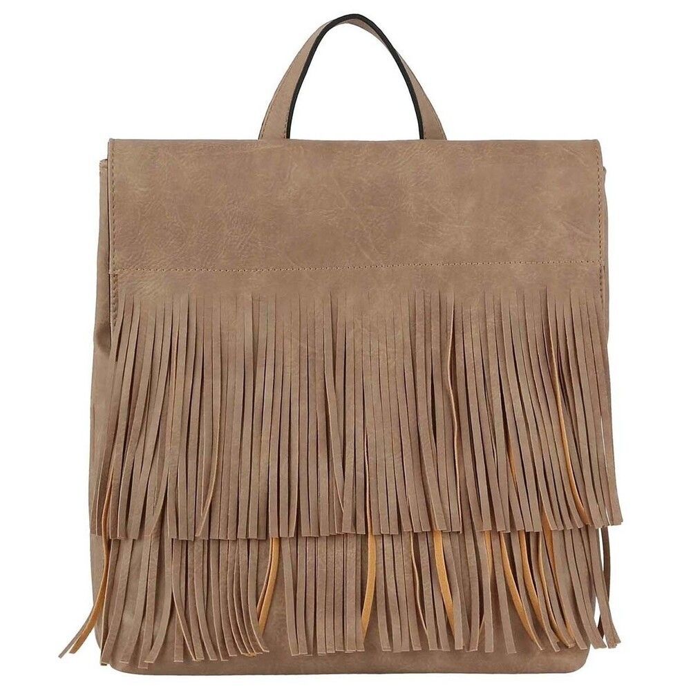 Women's Brown Western Fringe Convertible Backpack Messenger Bag Carry All Bag